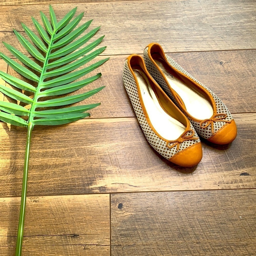 TOSCA BLU Leather Weaved Tan Bow Flats 39